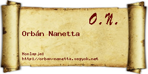 Orbán Nanetta névjegykártya
